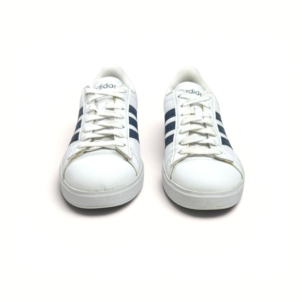 Adidas Women's Grand Court 2.0 Tennis Shoes Blue Stripe Pink Heel Tab White 7.5 - Picture 3 of 10